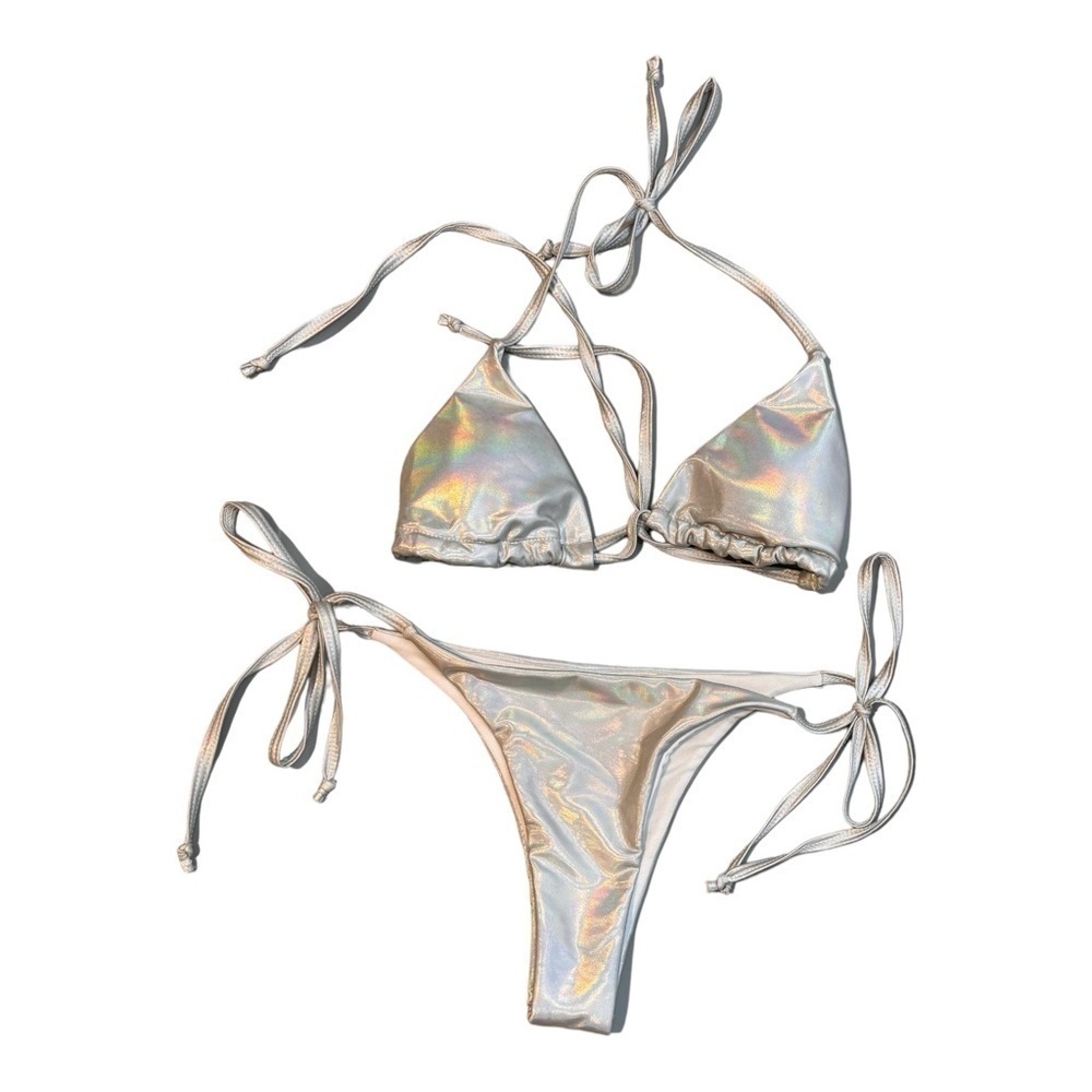 Triangle Top Metallic String Bikini NWT - Picture 4 of 5